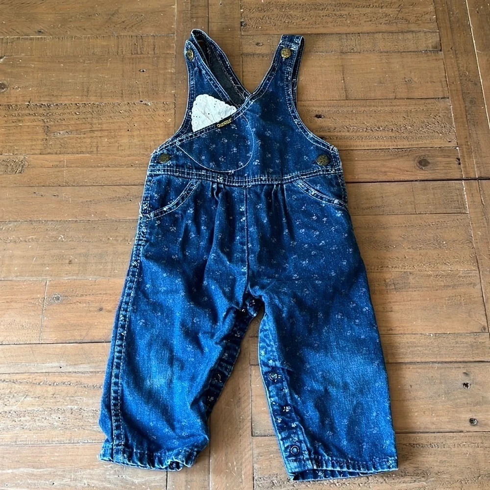 Oshkosh vintage floral eyelet pocket overalls